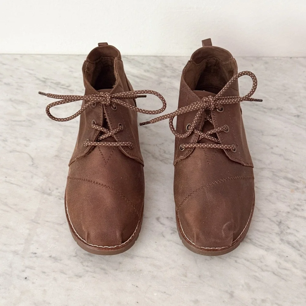 BOBS from Skechers Chukka Boots Lace Up Memory Foam Size 8 Brown Ankle Desert